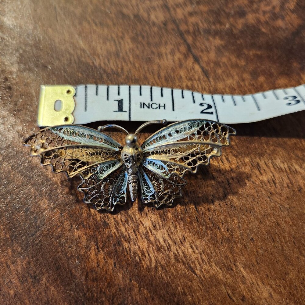 antique silver butterfly brooch
